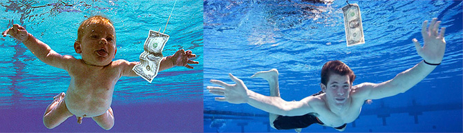 El bebé del álbum ‘Nevermind’, de Nirvana, recrea 17 años después su foto en la piscina