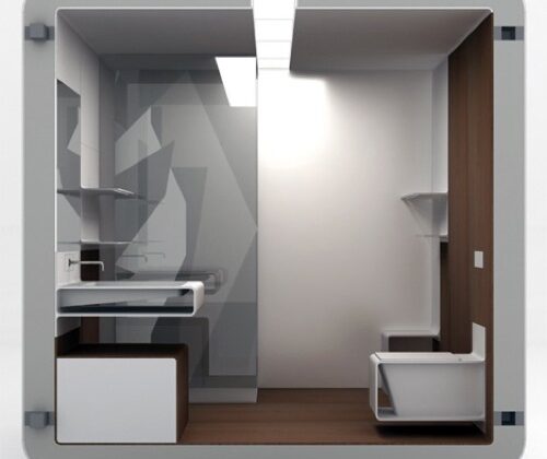 El cuarto de baño en una cajita