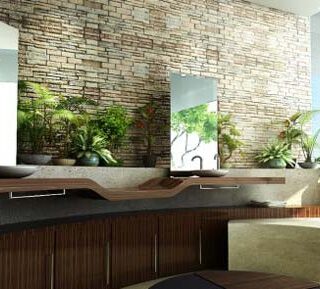 Lavabo de diseño en granito sin desagüe