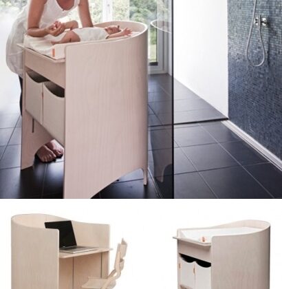 Un cambiador de bebés que se convierte en escritorio