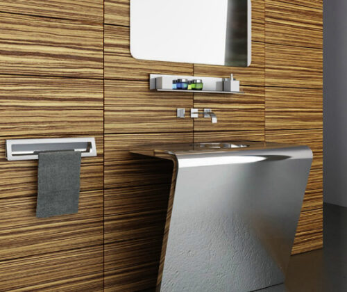 Lavabo de acero inoxidable con toque futurista