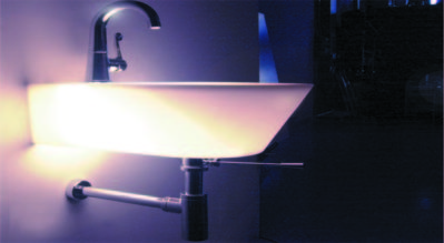 Lavabo luminoso con tecnología LED