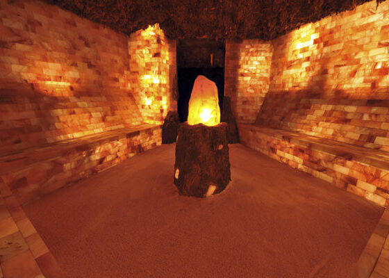 Cabina hecha con bloques de sal para el máximo relax