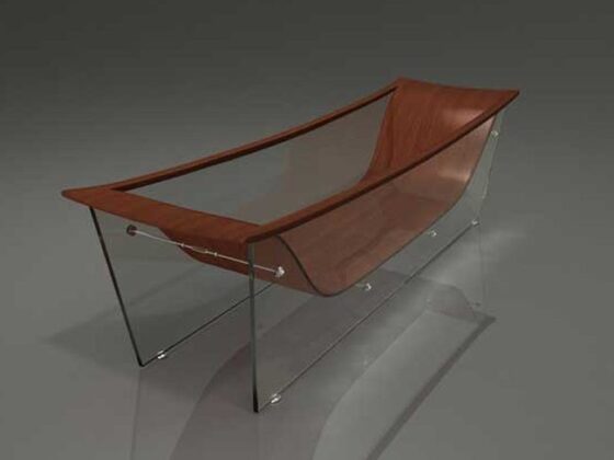 Una bañera de cristal y madera «conectada»