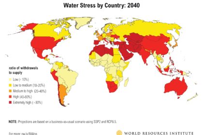 mapa de water stress - falta de agua