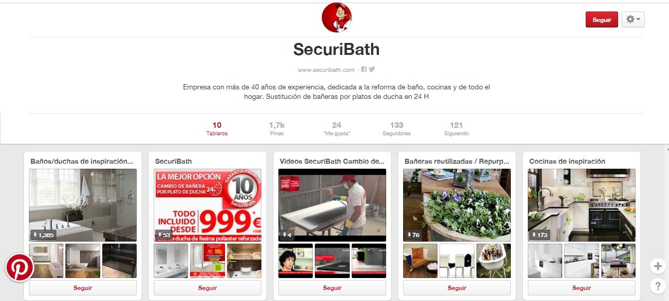 redes sociales de SecuriBath - Pinterest