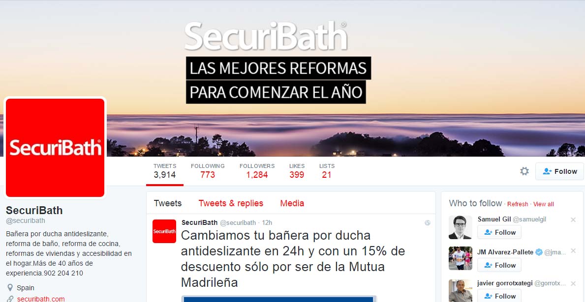 redes sociales de SecuriBath : Twitter