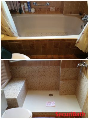 El antes y despues de un baño reformado por Securibath 