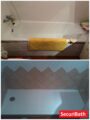 CAMBIO DE BAÑERA POR PLATO EN BAÑO CON AZULEJO COLOCADO EN DIAGONAL