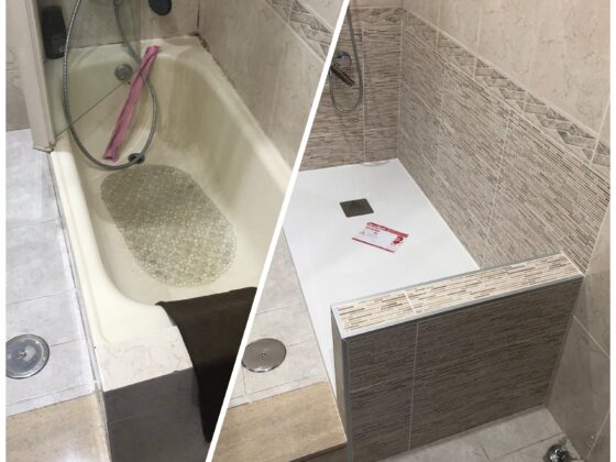 CAMBIO DE BAÑERA POR PLATO DE DUCHA CON POYETE DE TERMINACIÓN