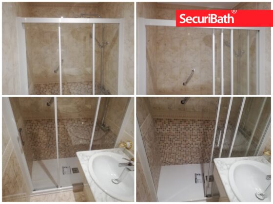 Mampara de tres puertas para tu baño estrecho