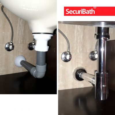 Cambio de desagüe de PVC por sifón cromado ROCA - SecuriBath Solutions