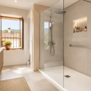 ¿Cuánto espacio hay que dejar para entrar a la ducha?